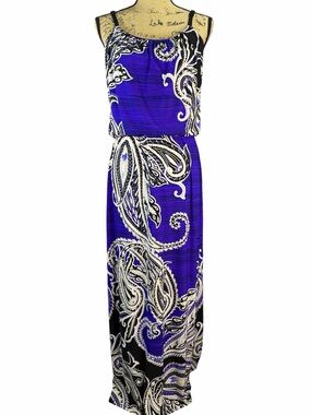 White House Black Market Blue/purple Paisley Maxi Dress. EC Size small